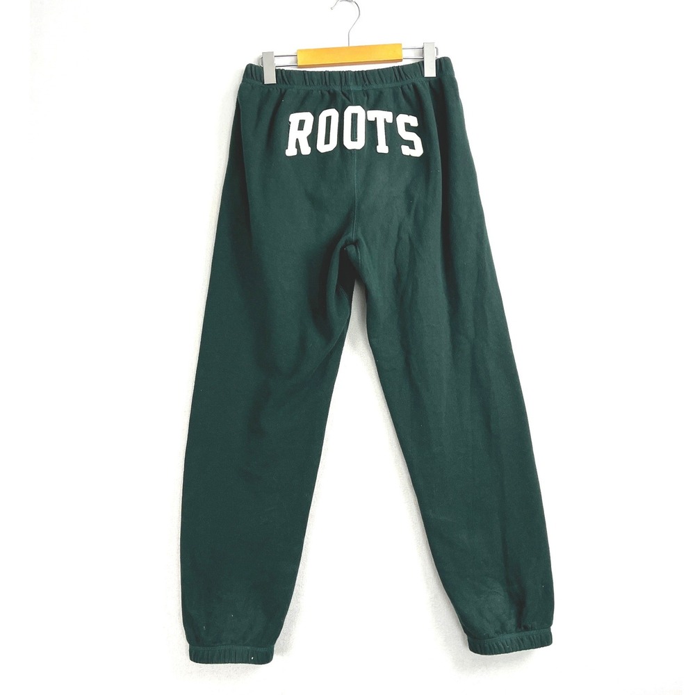 Roots Forest Green Organic Cotton Sweatpants Logo Joggers Mens XS Womens S